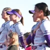 UCA Bears softball players lining up before game with the Memphis Tigers
